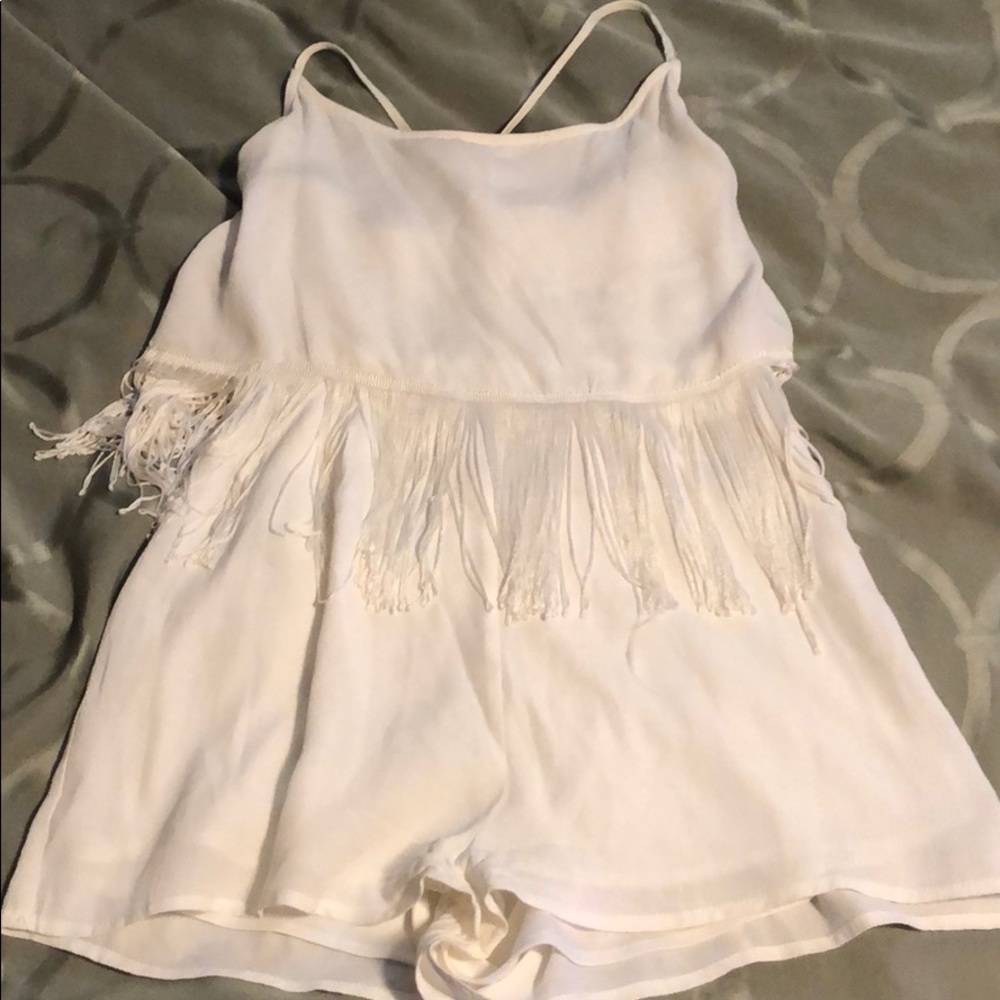 White romper with fringe